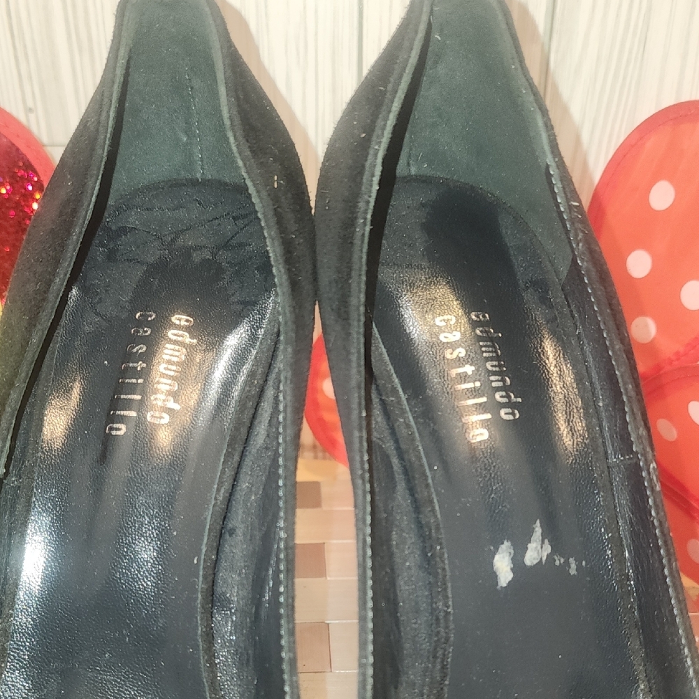 Edmundo Castillo Elegant Black Suede Peep-Toe Heels - Picture 6 of 9